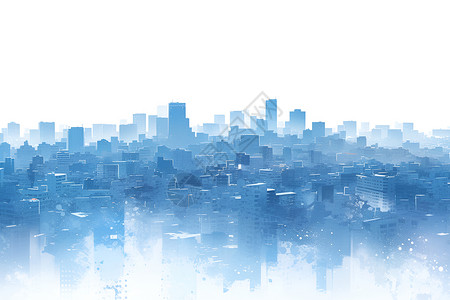 蓝色城市剪影高清图片
