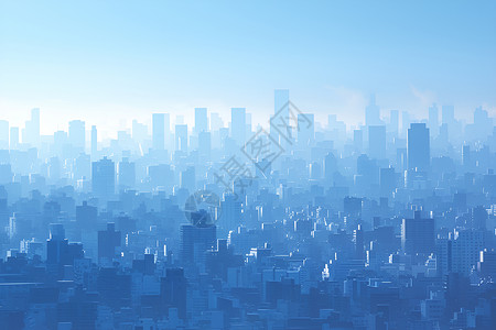 城市中的云雾背景图片