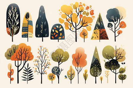 多彩树林插图背景图片