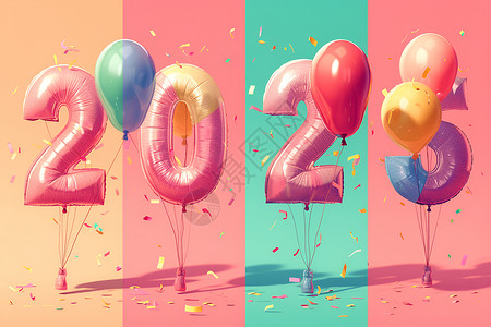 活动装饰气球幻彩升起2025岁月插画