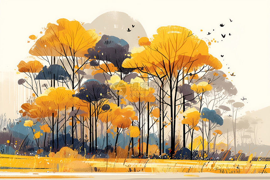 秋日黄色森林图片