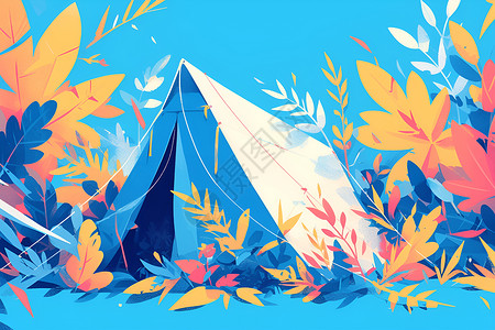 夏日帐篷插图背景图片