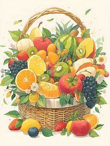 果篮里的水果背景图片