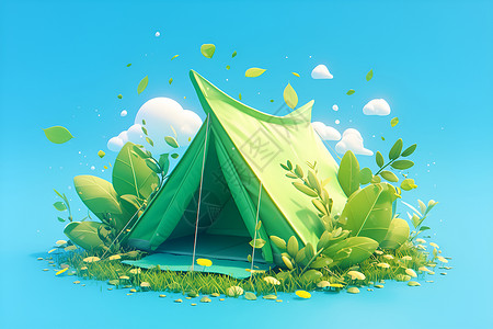 绿色帐篷背景图片
