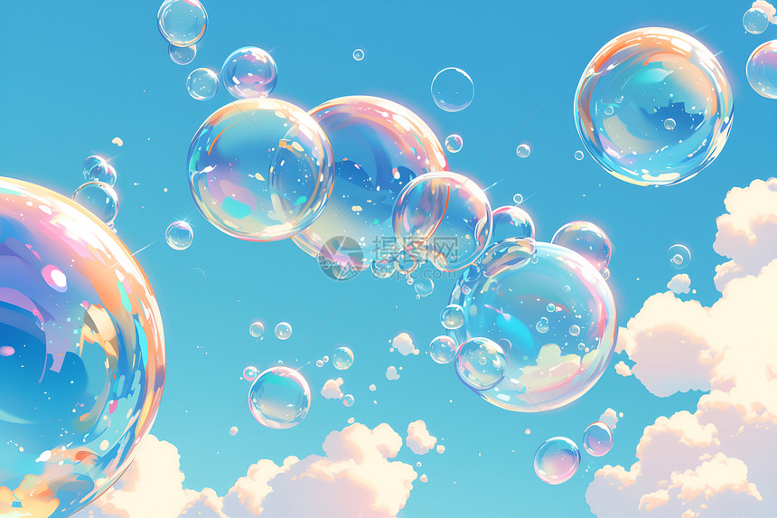 飘动在空中的泡泡图片