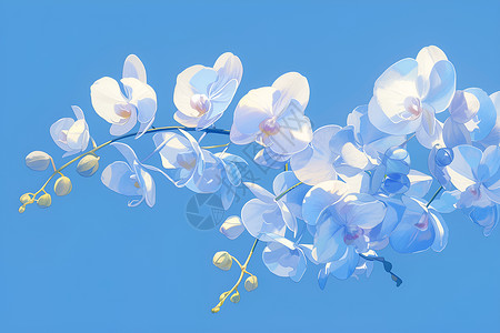 蓝色兰花盛开背景图片