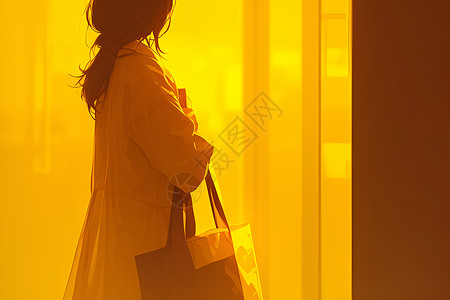 身穿黄色外套的女人背景图片
