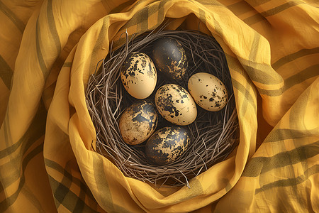 织物袋中的鸟蛋背景