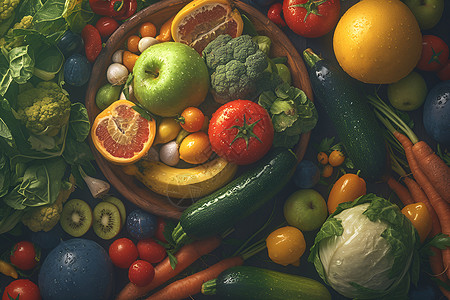 丰富的水果蔬菜背景图片