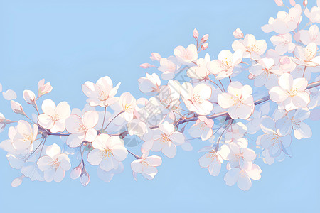 白色的樱花绽放春樱插画