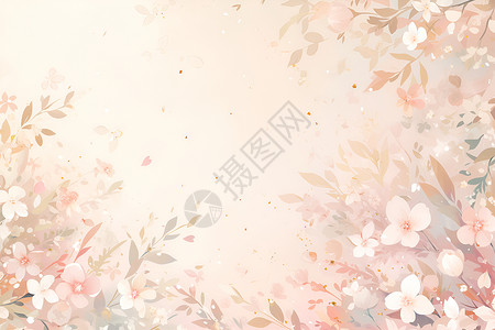 粉色漂浮花瓣柔和的花卉背景插画
