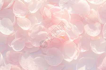 飘落的樱花粉色花瓣上的露珠插画
