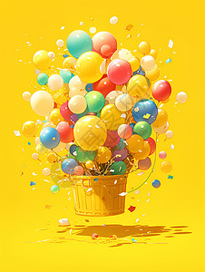 放飞气球素材彩色气球在阳光下插画