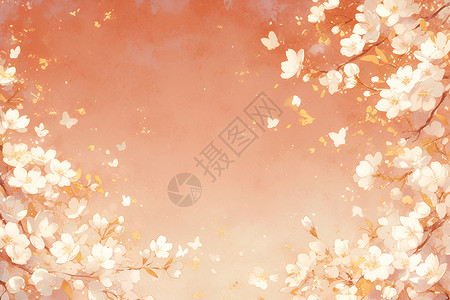 花瓣飘落背景粉色浪漫花朵背景插画
