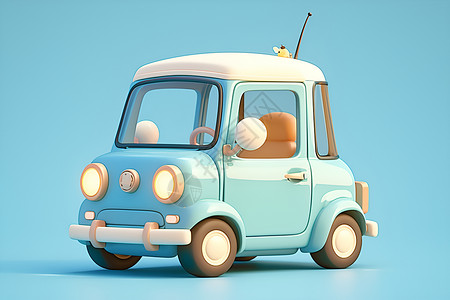 可爱的玩具小车活泼可爱的蓝色玩具小车插画