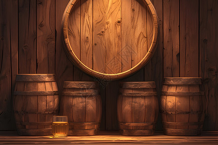酿酒木桶啤酒的传统之旅插画