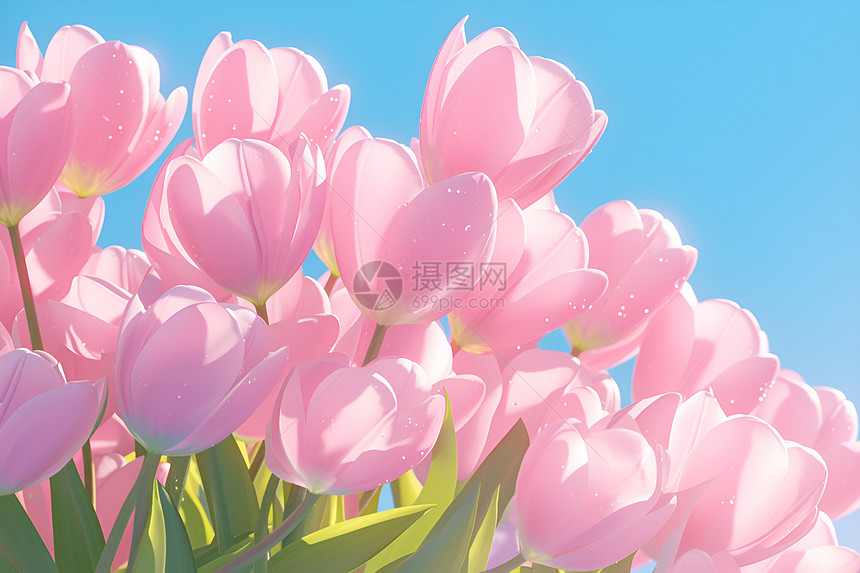 春日绽放的粉色郁金香图片