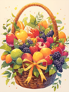 吃果子美味的水果插画
