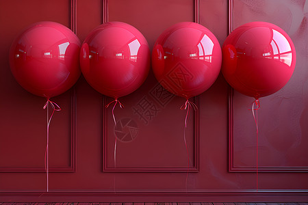 红墙前的气球背景图片