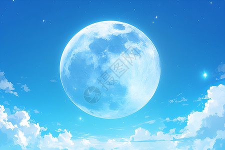蓝蓝的圆月背景图片