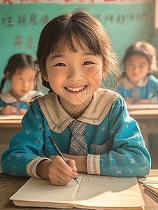 微笑的小学生背景图片