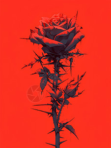 一朵红色花朵一朵美丽的玫瑰花插画