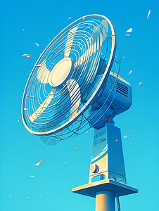 夏日电器夏日清凉的电风扇插画