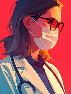 戴着口罩点赞的女医生形象戴着口罩的女医生插画
