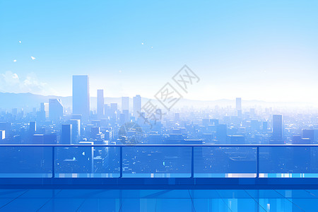 阳台的城市风景背景图片