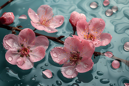 漂浮桃花粉色的花瓣背景