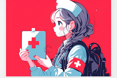 护士包素材手持医疗包的护士插画