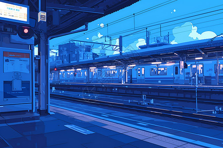 列车月台宁静的车站插画