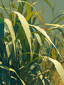 风中摇曳的玉米地插画