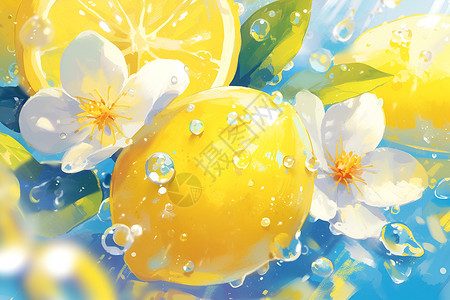 柠檬清新插画背景图片