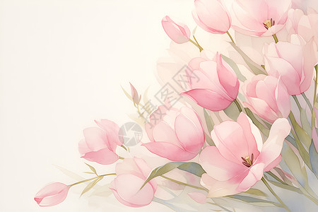 粉色郁金香插画背景图片