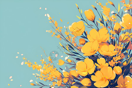 清新简约的花朵插画背景图片