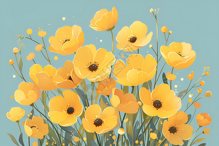 清新简约的黄色花朵背景图片