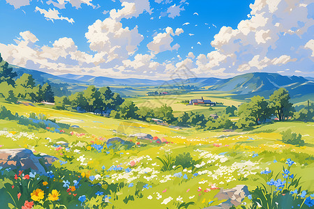春天的田野背景图片