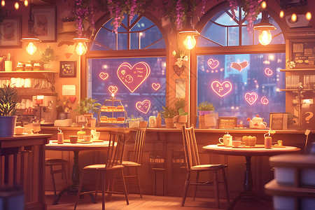 浪漫咖啡厅浪漫的咖啡厅插画
