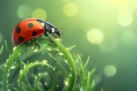 露珠植物大自然的昆虫插画