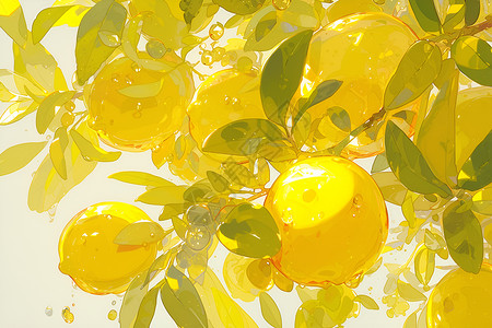 清新透明的柠檬树插画