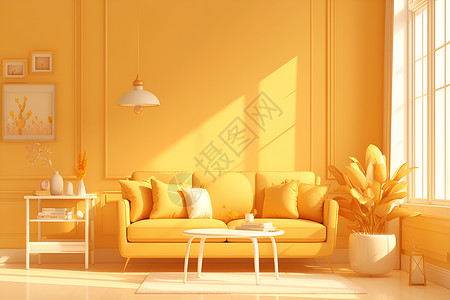 温馨居室黄色沙发背景图片