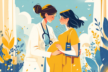 医医疗保险怀孕的女人插画
