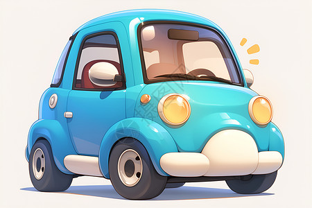玩具车卡通蓝色玩具车模型插画