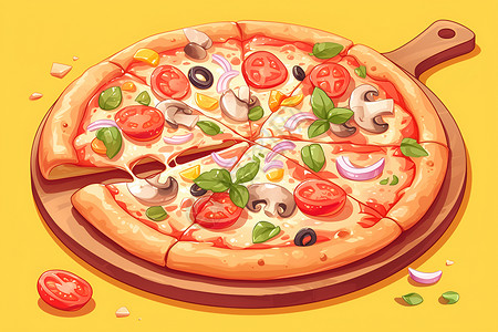 彩色披萨背景图片