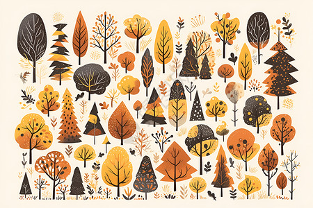 树影婆娑的秋日插画