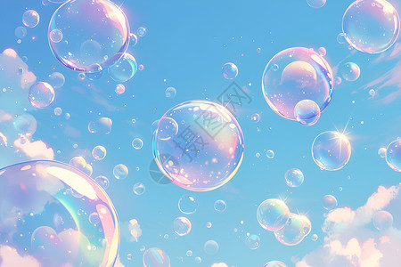 湿润的空气泡泡的梦幻海洋插画