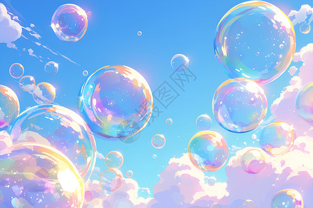 彩色气泡泡奇幻色彩泡泡插画