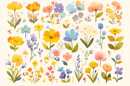 彩色的花卉背景背景图片