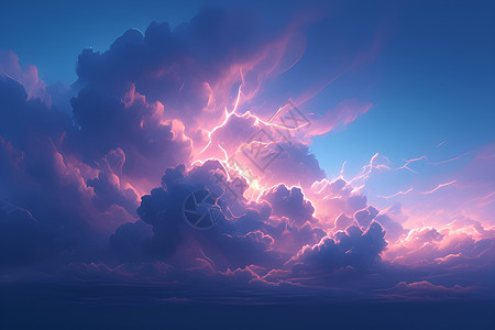 天气雷达天空中的闪电和乌云插画
